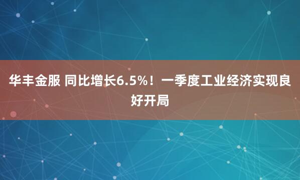 华丰金服 同比增长6.5%！一季度工业经济实现良好开局