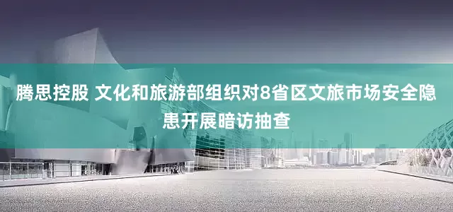 腾思控股 文化和旅游部组织对8省区文旅市场安全隐患开展暗访抽查